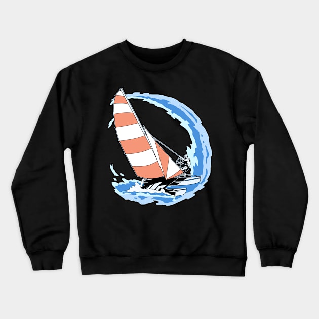 Retro Sailboat Sailing Gift Product Sailor Ocean Wave Tee Crewneck Sweatshirt by Linco